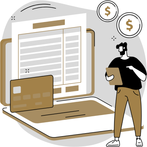 Online payment processing concept with digital devices.