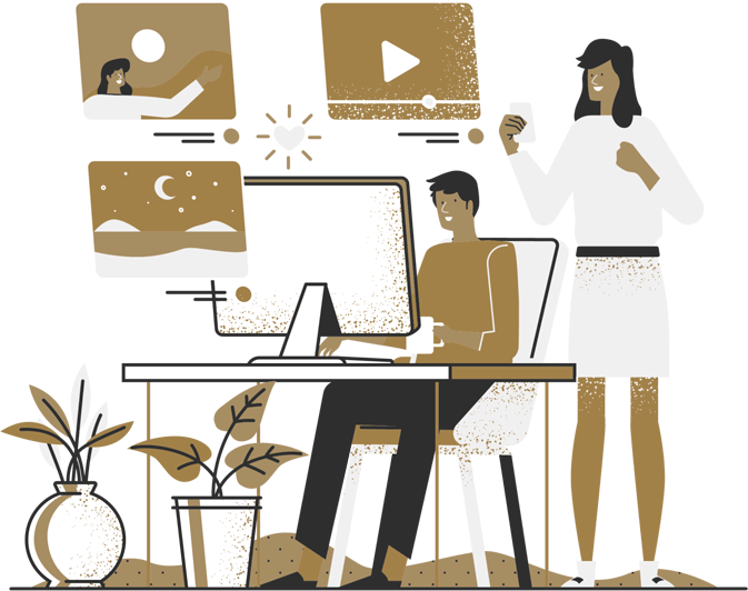People collaborating in a creative workspace