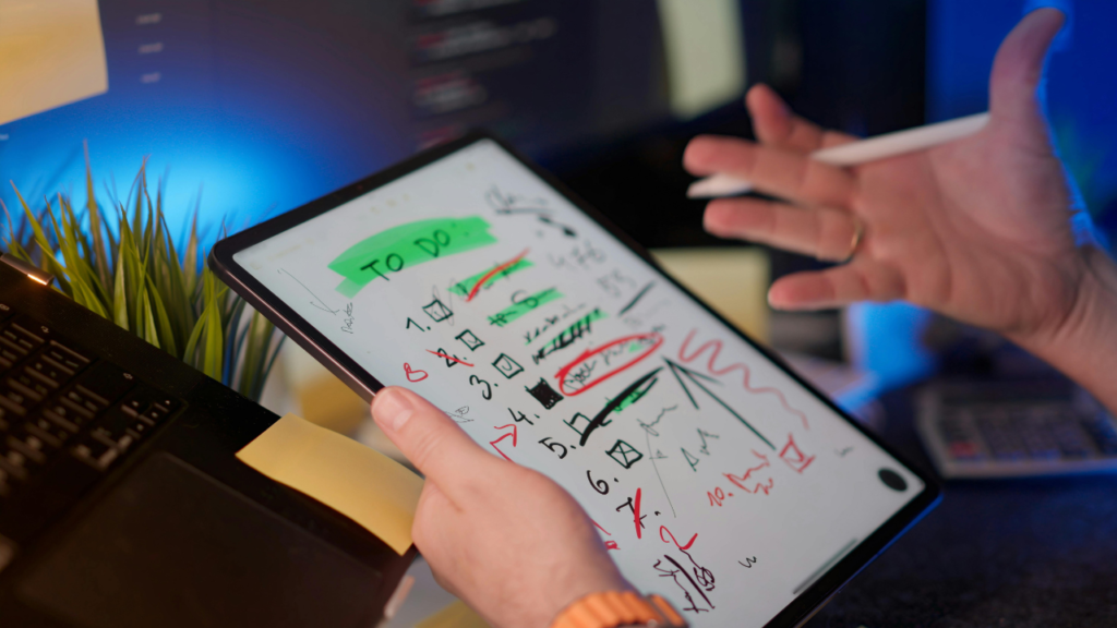 Digital to-do list on tablet screen